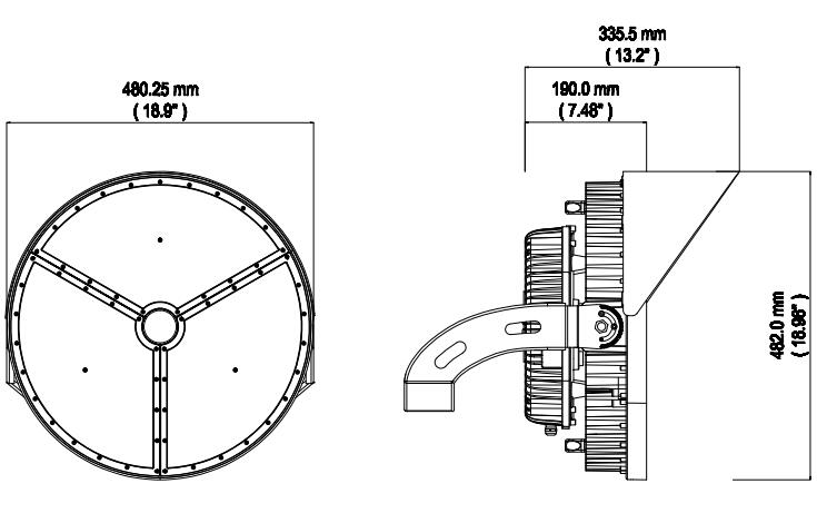 965W LED Sports Light Dimension